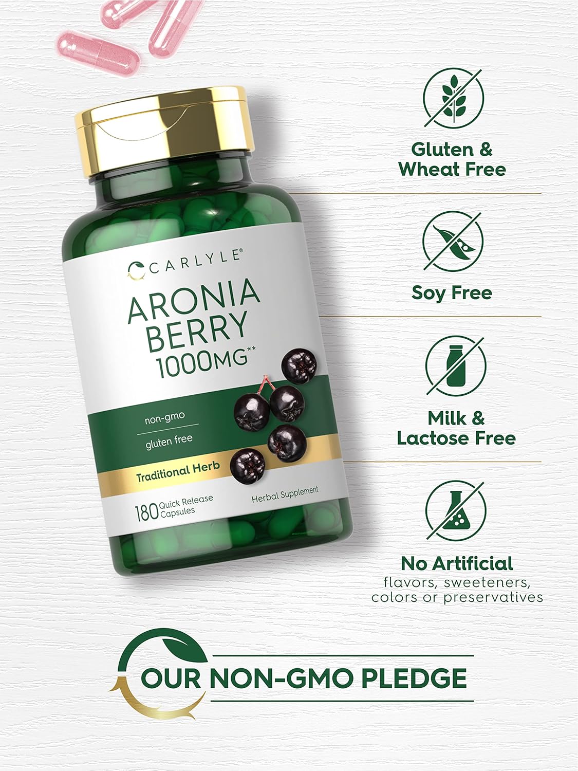Carlyle Aronia Berry Capsules- 1000mg | 180 Count | Non-GMO & Gluten-Free - Espot.com.au