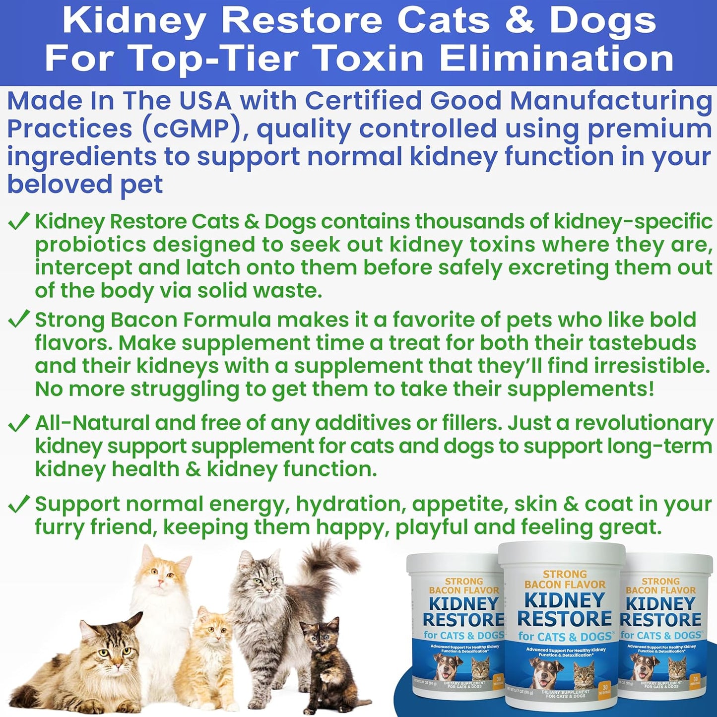 Pet Kidney Support Supplements for Cats and Dogs, Natural Renal Health Aid for Feline and Canine Urinary Tract Function, Easy to Add to Pets' Food for Optimal Health - Espot.com.au