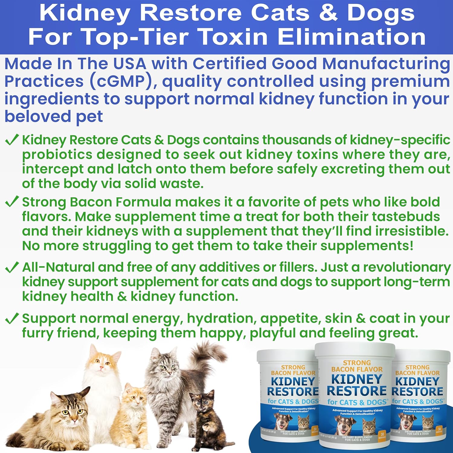Pet Kidney Support Supplements for Cats and Dogs, Natural Renal Health Aid for Feline and Canine Urinary Tract Function, Easy to Add to Pets' Food for Optimal Health - Espot.com.au