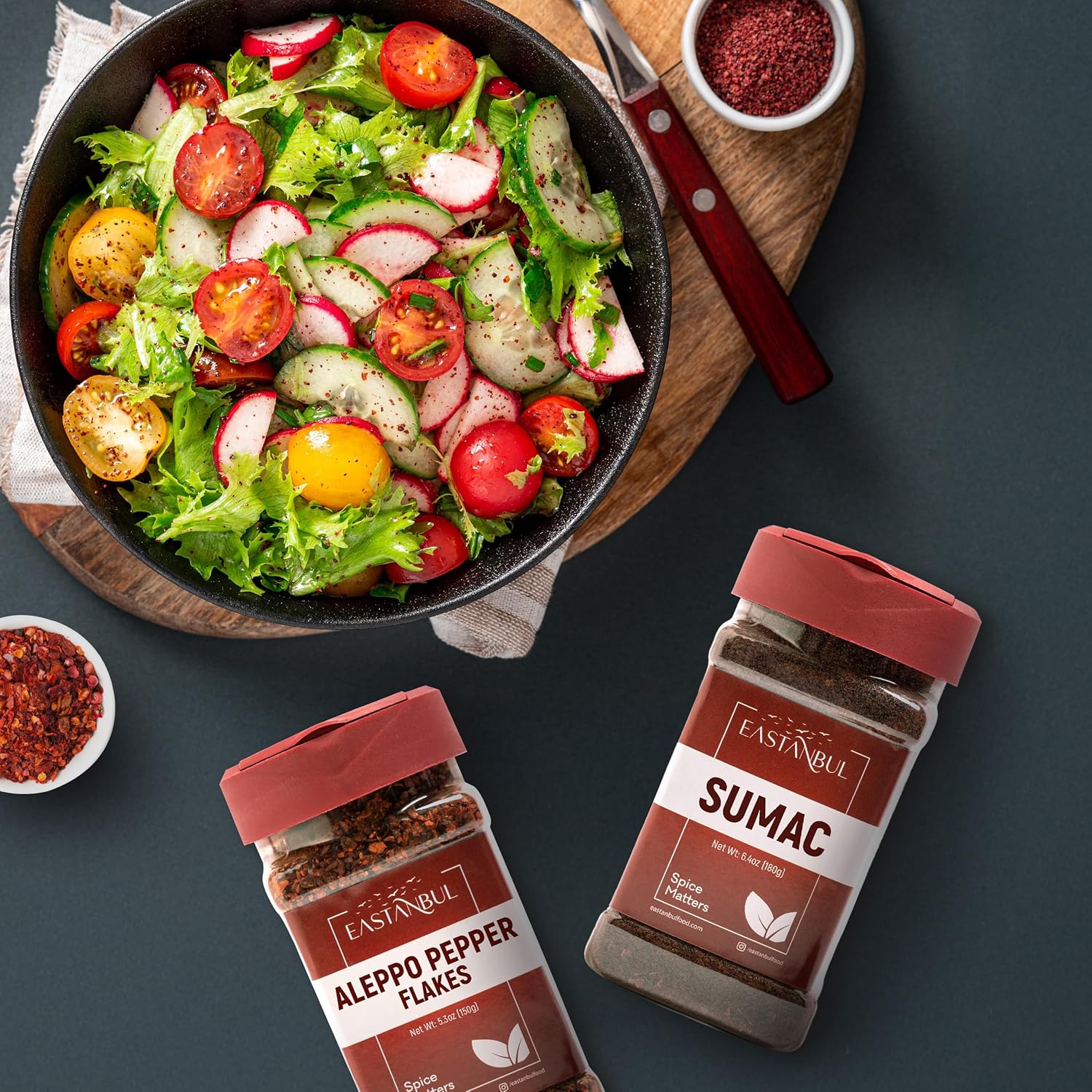 eastanbul-aleppo-pepper-and-sumac-spice-set---crushed-turkish-red-chili-flakes-and-sumac-seasoning---53oz-pepper-64oz-sumac---moderate-heat-blend-7