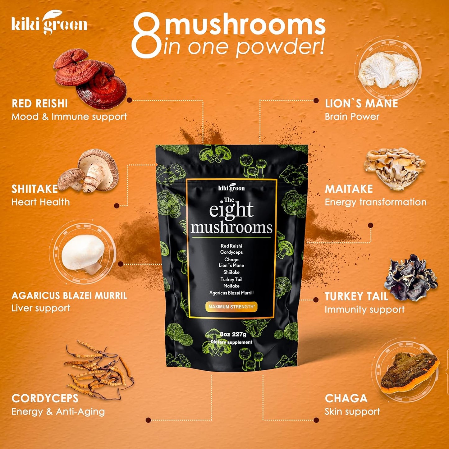 organic-8-mushroom-powder-extract-blend-8-oz---lions-mane-reishi-chaga-cordyceps-maitake-shiitake---boost-focus-and-energy---mix-with-coffee-and-smoothies-2