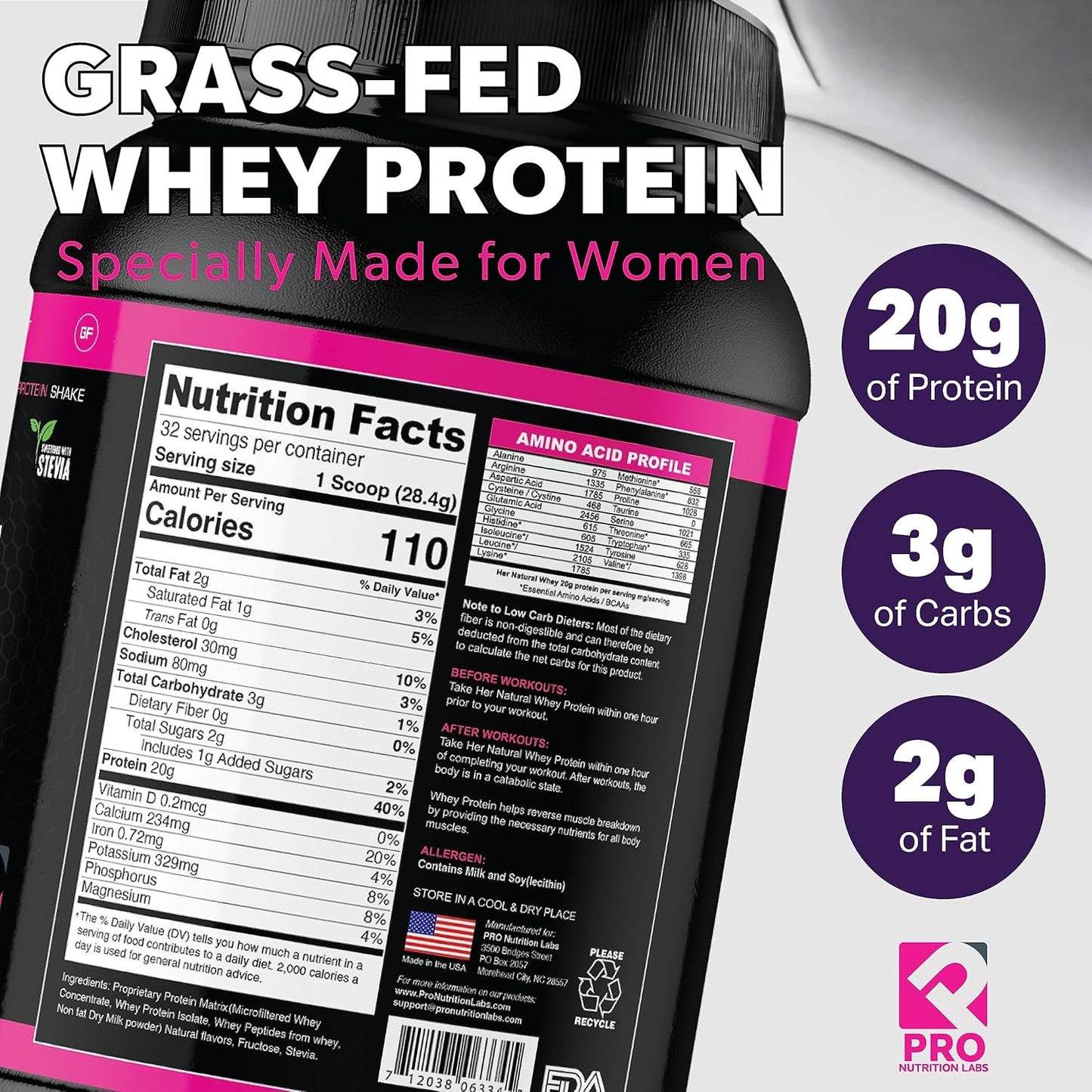 chocolate-delight-whey-protein-powder-for-women---low-carb-gluten-free-grass-fed-protein-shake---supports-weight-loss---natural-stevia-sweetened---20g-protein---2lb-5