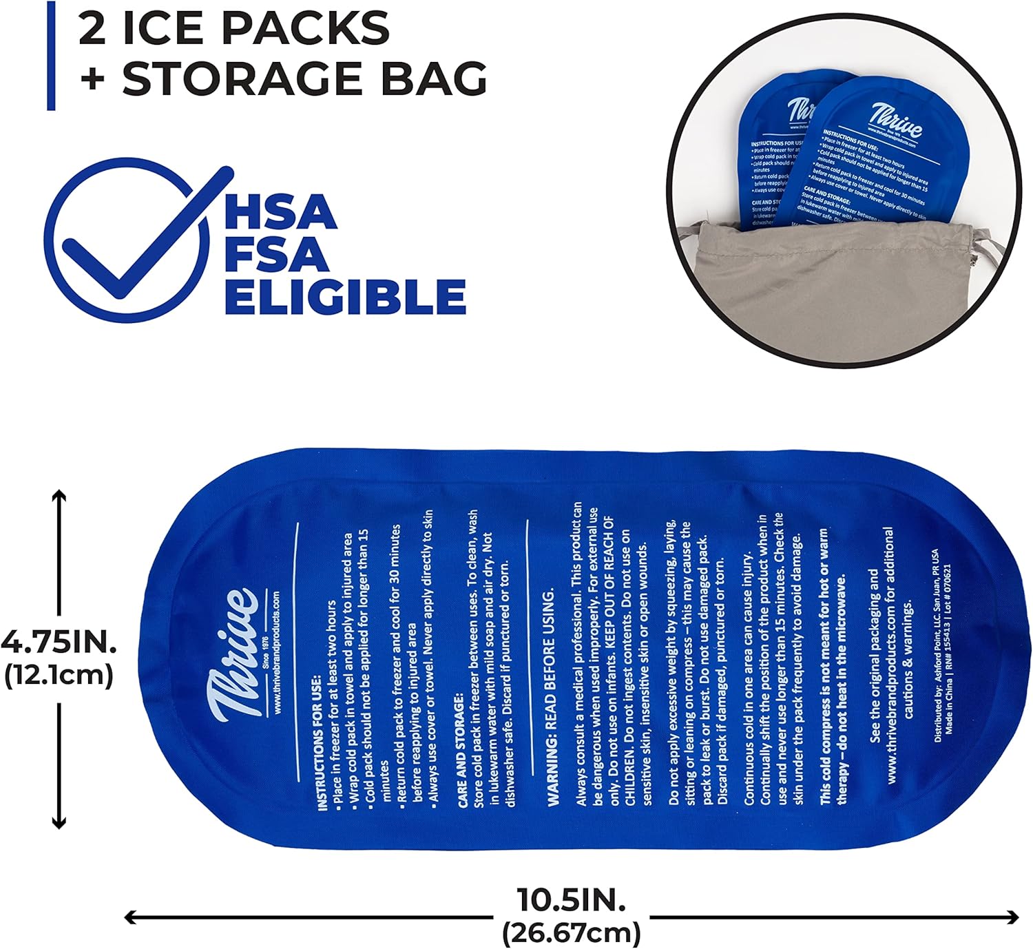 set-of-2-thrive-reusable-gel-ice-packs-for-injuries---fsa-hsa-approved-cold-compress-for-pain-relief-in-knee-shoulder-ankle-wrist-neck-and-back---soft-flexible-ice-pack-2