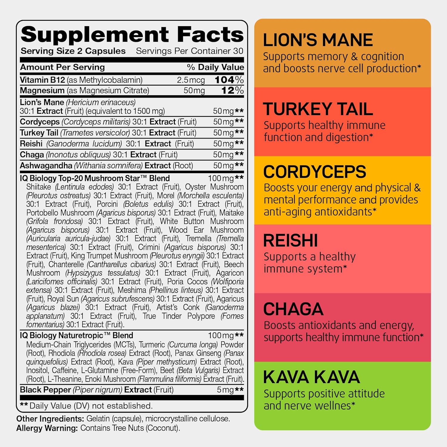 organic-nootropic-mushroom-supplement-with-kava-kava-root-cordyceps-lions-mane-reishi---energy-vitamins-for-women---ashwagandha-magnesium---60-capsules-2