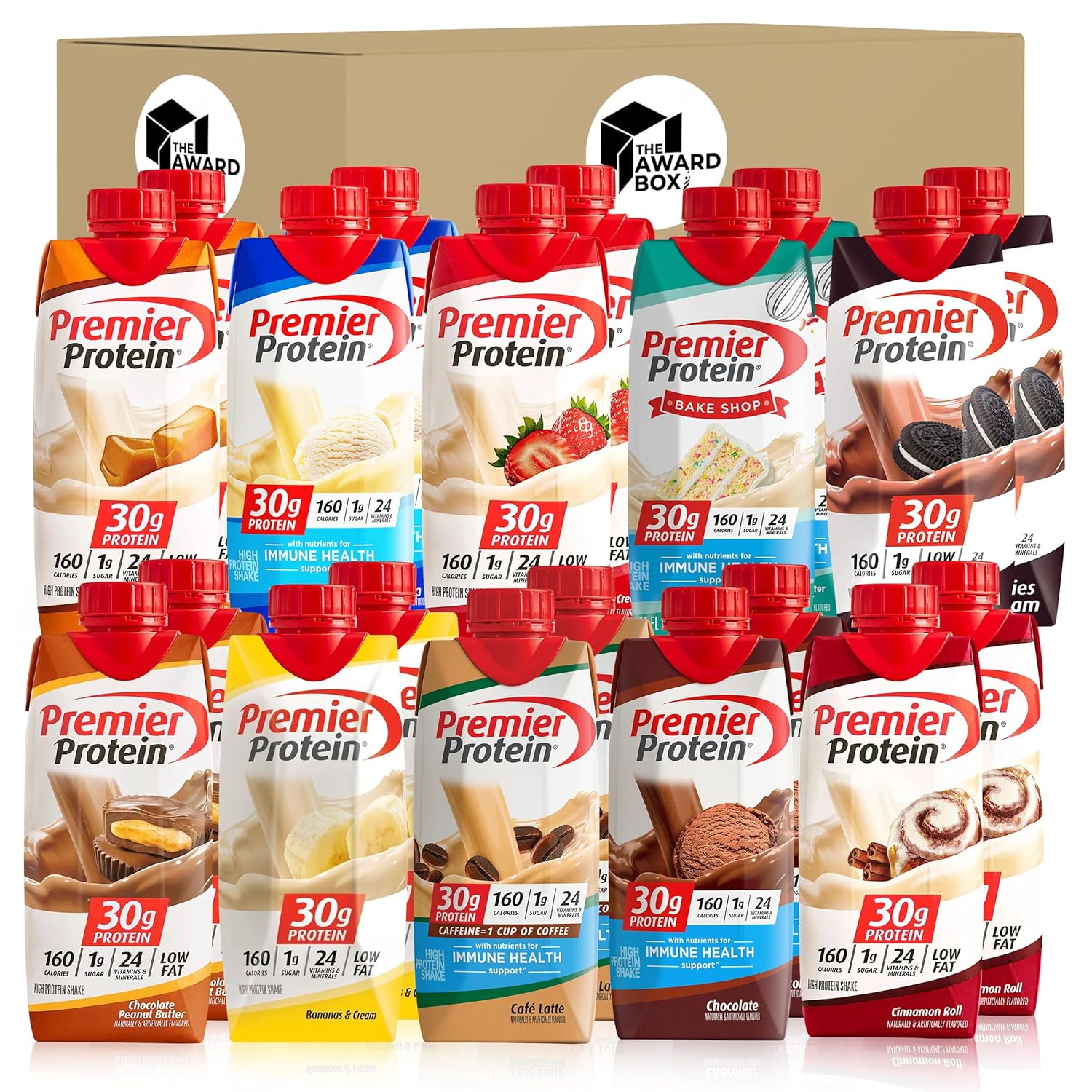 high-protein-shake-variety-pack---11-fl-oz-each---cafe-latte-chocolate-vanilla-caramel-cake-batter-chocolate-peanut-butter-cinnamon-banana-strawberry-cookies-and-cream---20-pack---award-box-packaging-1