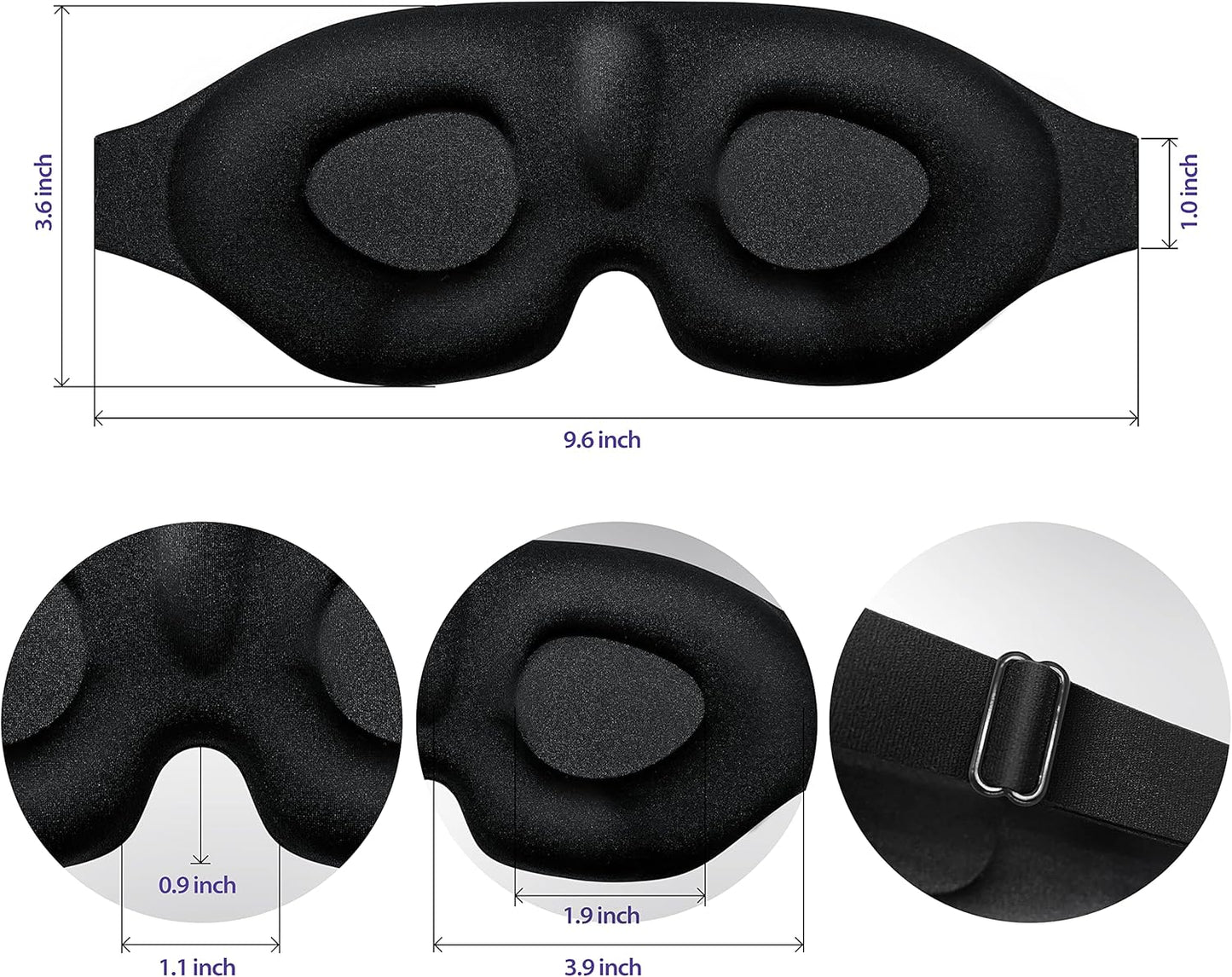 HealthA2Z Sleep Eye Mask with Heat-Bonded Technology - Adjustable & Ideal for Meditation, Yoga, Travel, Nap, Insomnia - Black - Espot.com.au