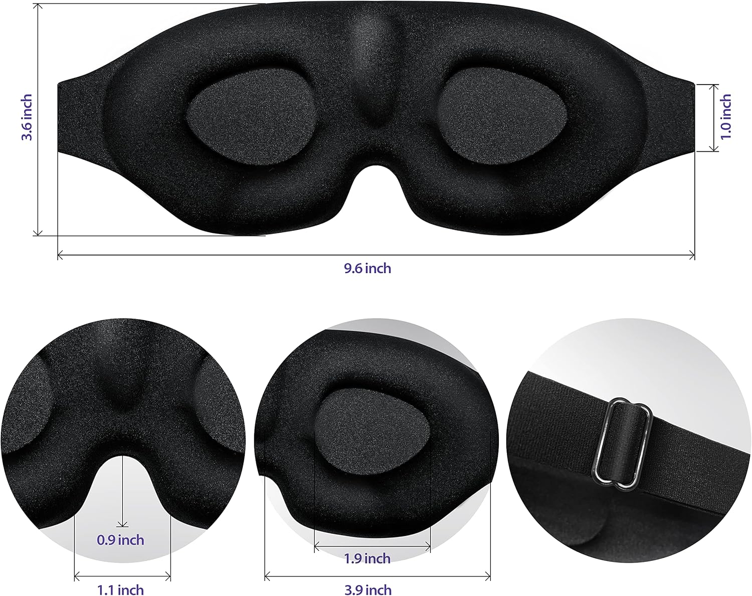 HealthA2Z Sleep Eye Mask with Heat-Bonded Technology - Adjustable & Ideal for Meditation, Yoga, Travel, Nap, Insomnia - Black - Espot.com.au