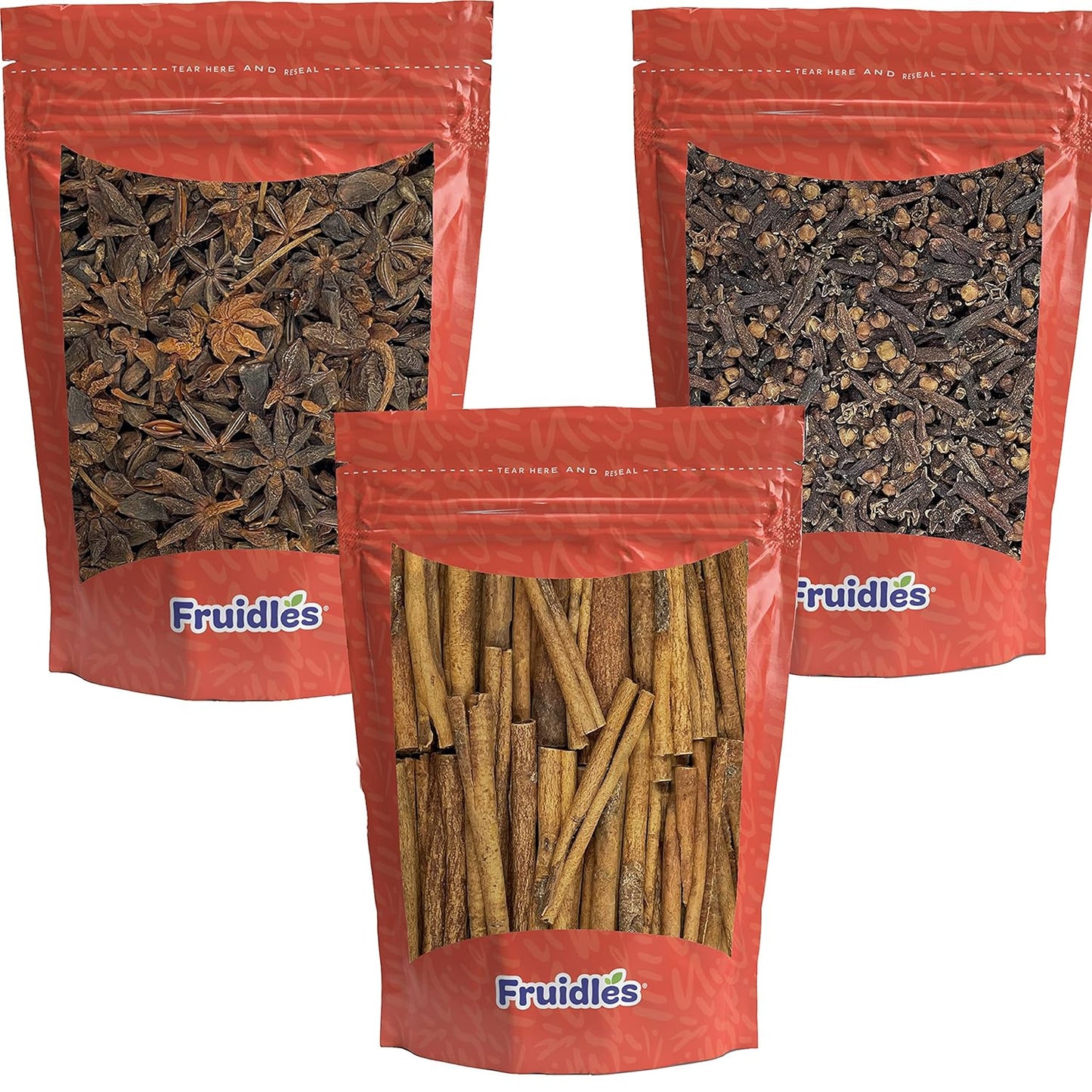 Fruidles Aromatic Spice Bundle - Cinnamon Sticks, Star Anise, Whole Cloves - 3 Pack, 4 Oz Each - Perfect for Cooking, Teas, Baking - Kosher Certified - Espot.com.au