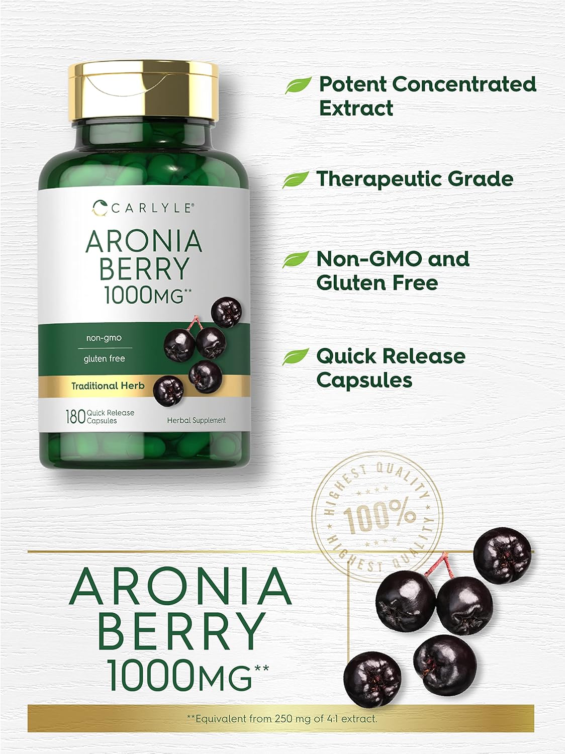 Carlyle Aronia Berry Capsules- 1000mg | 180 Count | Non-GMO & Gluten-Free - Espot.com.au