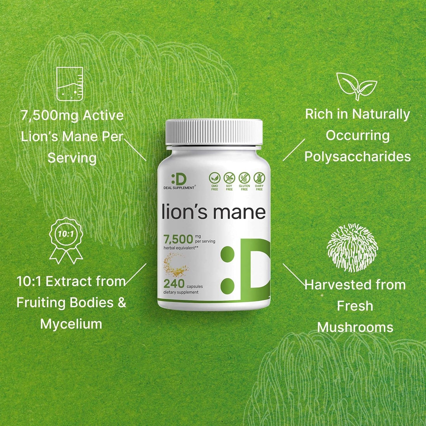 lions-mane-mushroom-supplement-7500mg-240-capsules---fruiting-body-mycelium-extract---brain-immune-support---non-gmo---deal-supplement-4