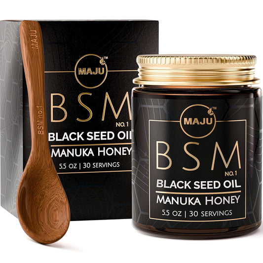 maju-superfoods-3-in-1-black-seed-oil-manuka-honey-and-seeds---sweet-crunchy-herbal-blend-with-nigella-sativa-oil---unpasteurized-raw-monofloral-manuka-honey-from-new-zealand-1