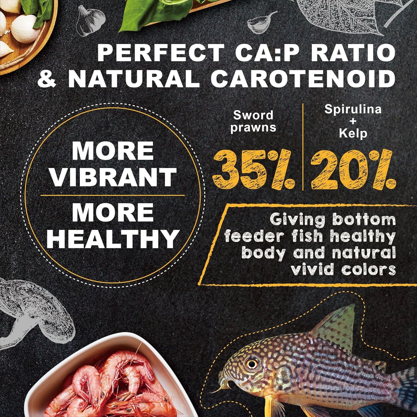 premium-bottom-feeder-fish-food-with-sword-prawns-natural-protein-balanced-diet---ideal-for-catfish-corydoras-loaches---tropical-shrimp-pie---494-ounces-2