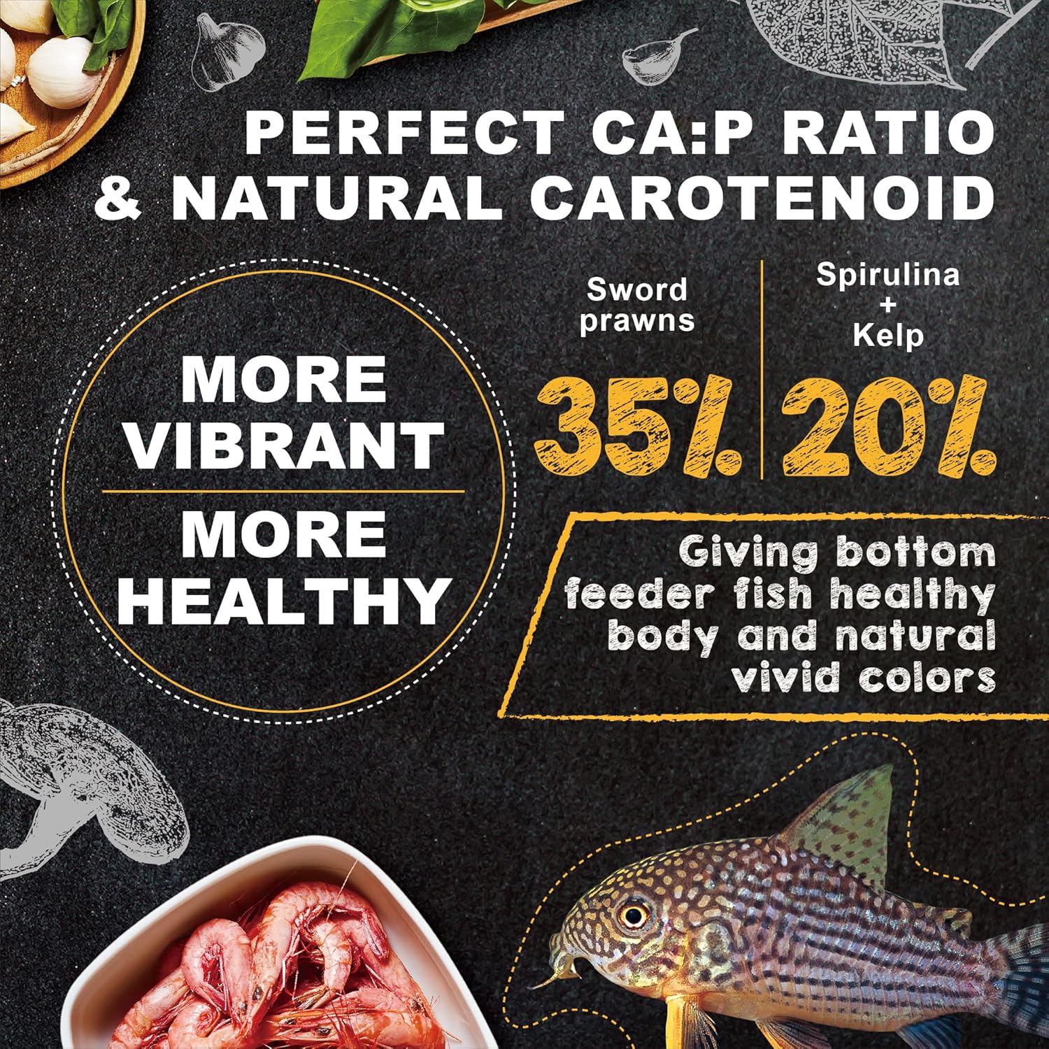 premium-bottom-feeder-fish-food-with-sword-prawns-natural-protein-balanced-diet---ideal-for-catfish-corydoras-loaches---tropical-shrimp-pie---494-ounces-2