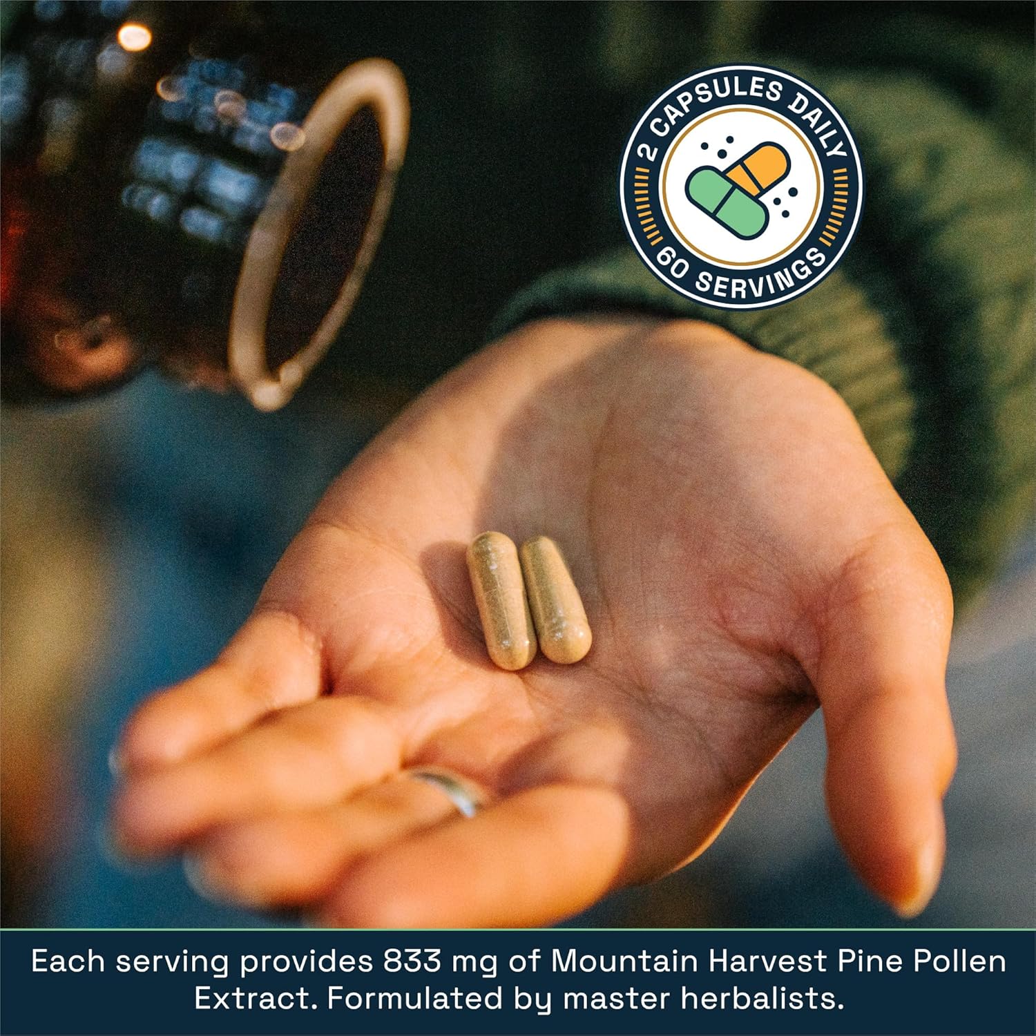 Forest Prana Pine Pollen Extract Capsules - 120 Count Bottle - Premium Mountain Harvest Pine Pollen Supplement - Espot.com.au