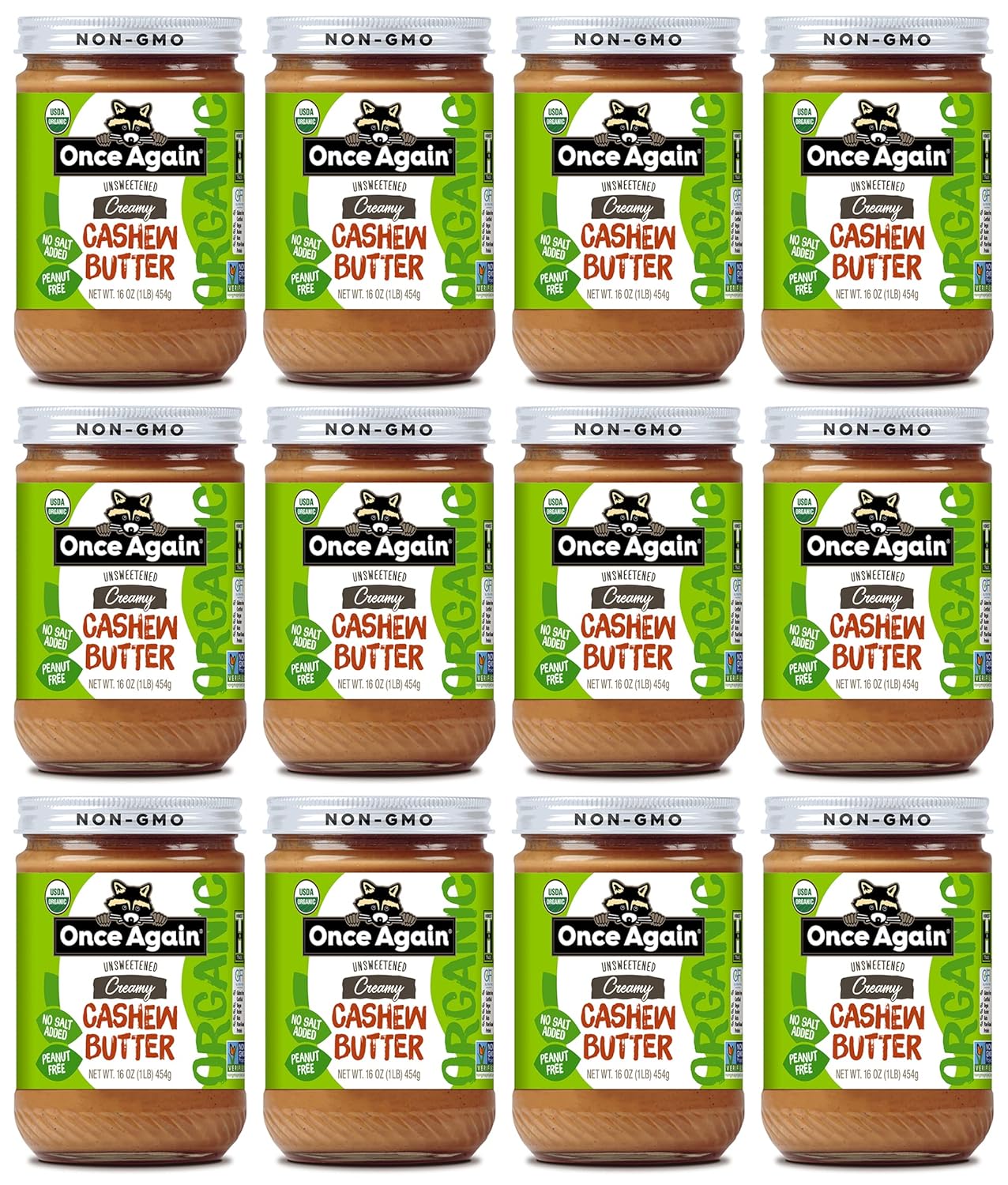 organic-creamy-cashew-butter-16oz---unsweetened-usda-organic-gluten-free-vegan-kosher---peanut-free---12-pack-of-glass-jars-1