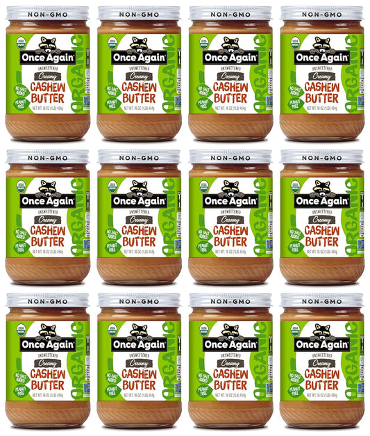 organic-creamy-cashew-butter-16oz---unsweetened-usda-organic-gluten-free-vegan-kosher---peanut-free---12-pack-of-glass-jars-1