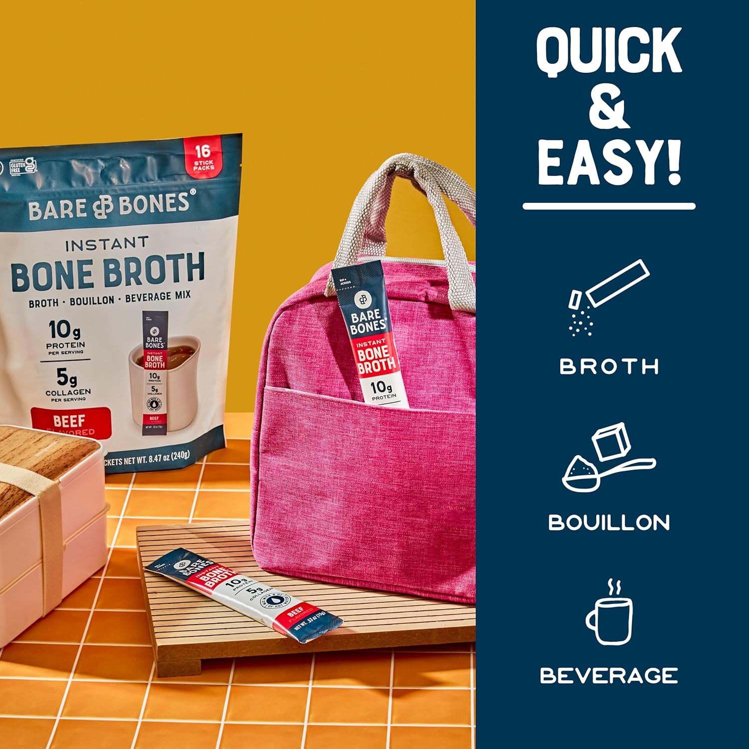 variety-pack-bone-broth-instant-powdered-mix---16-servings-8-chicken-8-beef-sticks-10g-protein-keto-paleo-friendly-bone-broth-packets-8