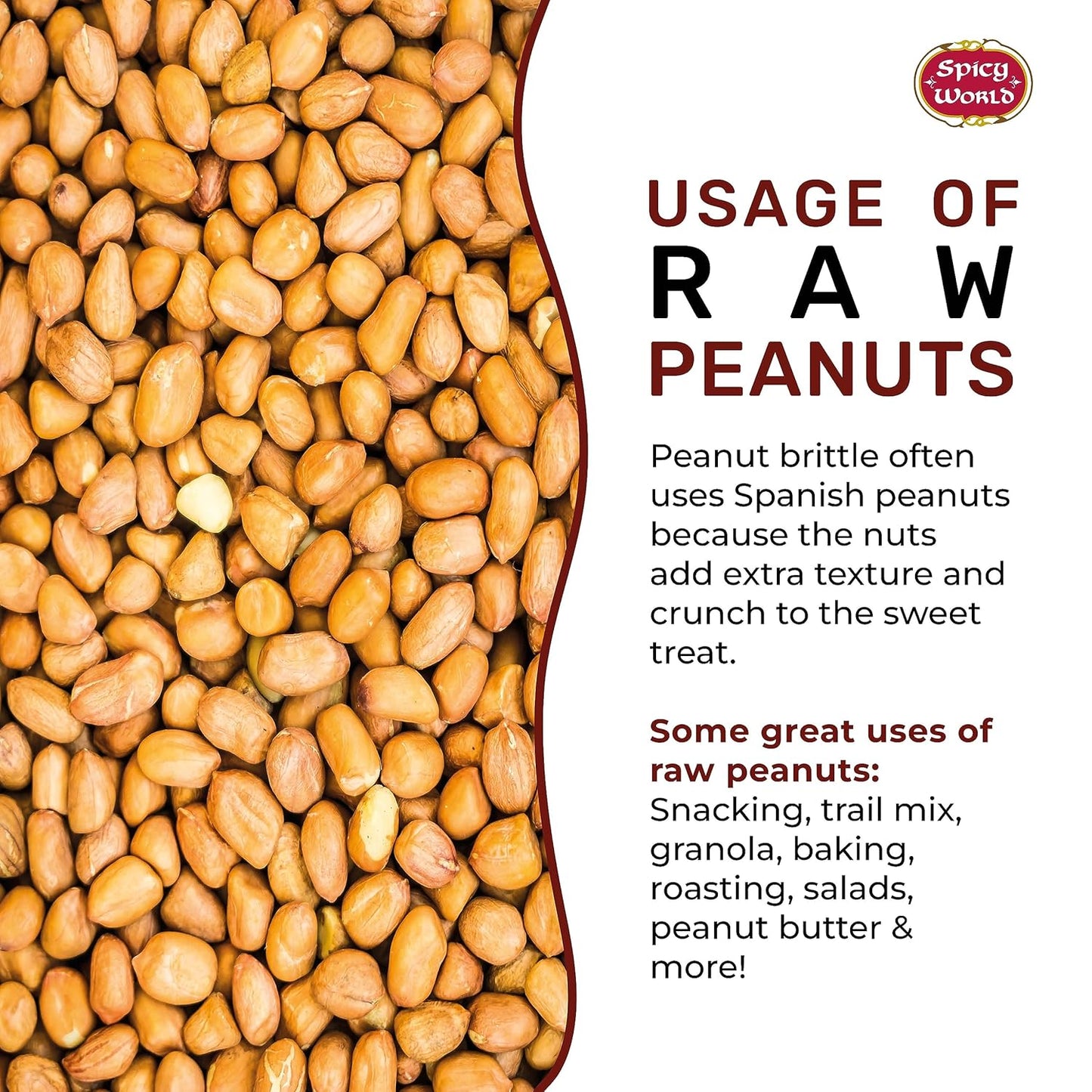 4lb-spicy-world-raw-peanuts---unsalted-whole-with-skin---usa-grown-red-skin-spanish-grade---all-natural-4
