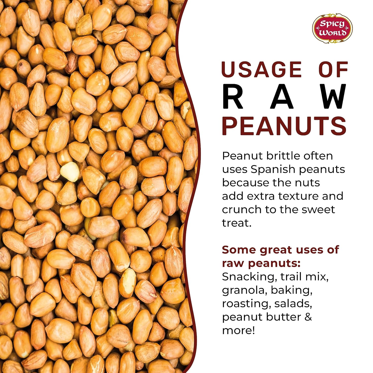 4lb-spicy-world-raw-peanuts---unsalted-whole-with-skin---usa-grown-red-skin-spanish-grade---all-natural-4
