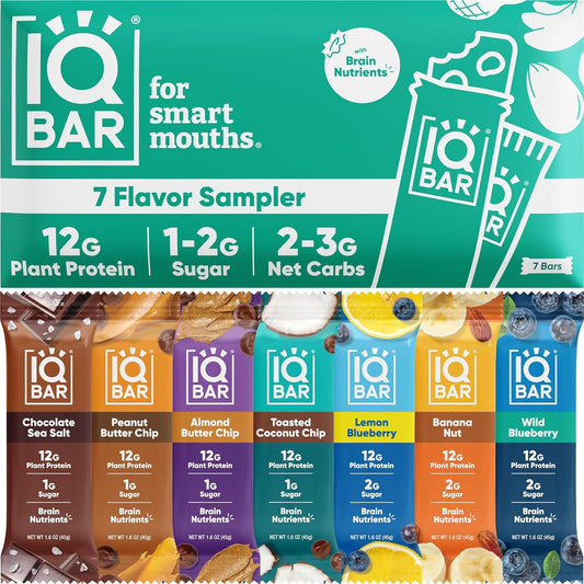 iqbar-brain-and-body-plant-protein-bars---sampler-pack-of-7-bars---gluten-free-high-fiber-vegan-snacks---low-sugar-meal-replacement-bars-1