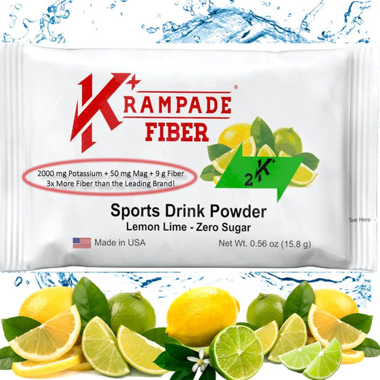 9g Prebiotic Fiber & 2000mg Potassium Electrolyte Powder for Cramp Relief & Hydration Packets with Magnesium | Digestive Health Support