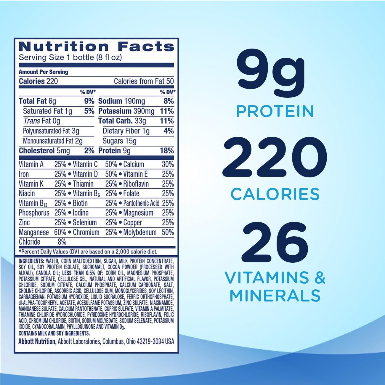 Abbott Ensure Original Nutrition Shake - 9g Protein, Meal Replacement, Milk Chocolate, 8 fl oz - 16 Pack