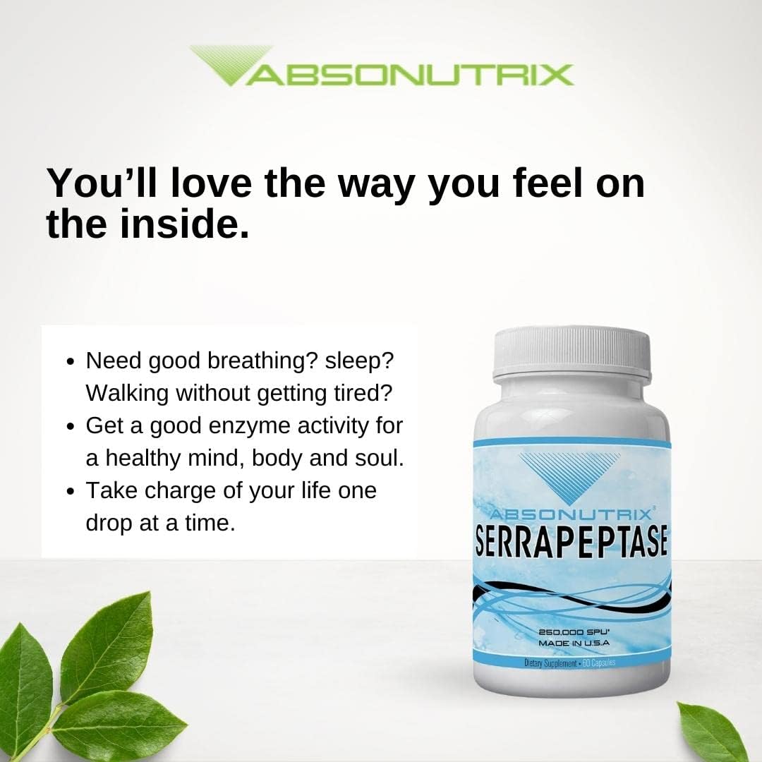 Absonutrix Serranat 60 Capsules 600mg: Enhance Heart and Joint Health, Supports Sinus - Made in USA