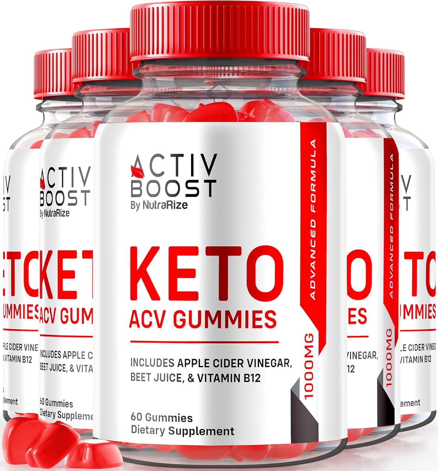 Activ Boost Keto ACV Gummies - 5 Pack for Advanced  Slimming Formula  with Maximum Strength - 300 Gummies for Keto + ACV Support