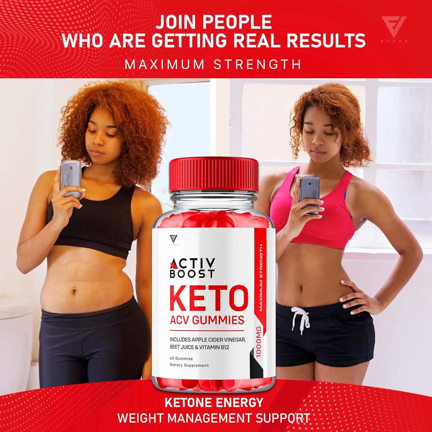 Activ Boost Keto ACV Gummies - Energy & Vitamin B12 Support (2 Pack) - 120 Gummies