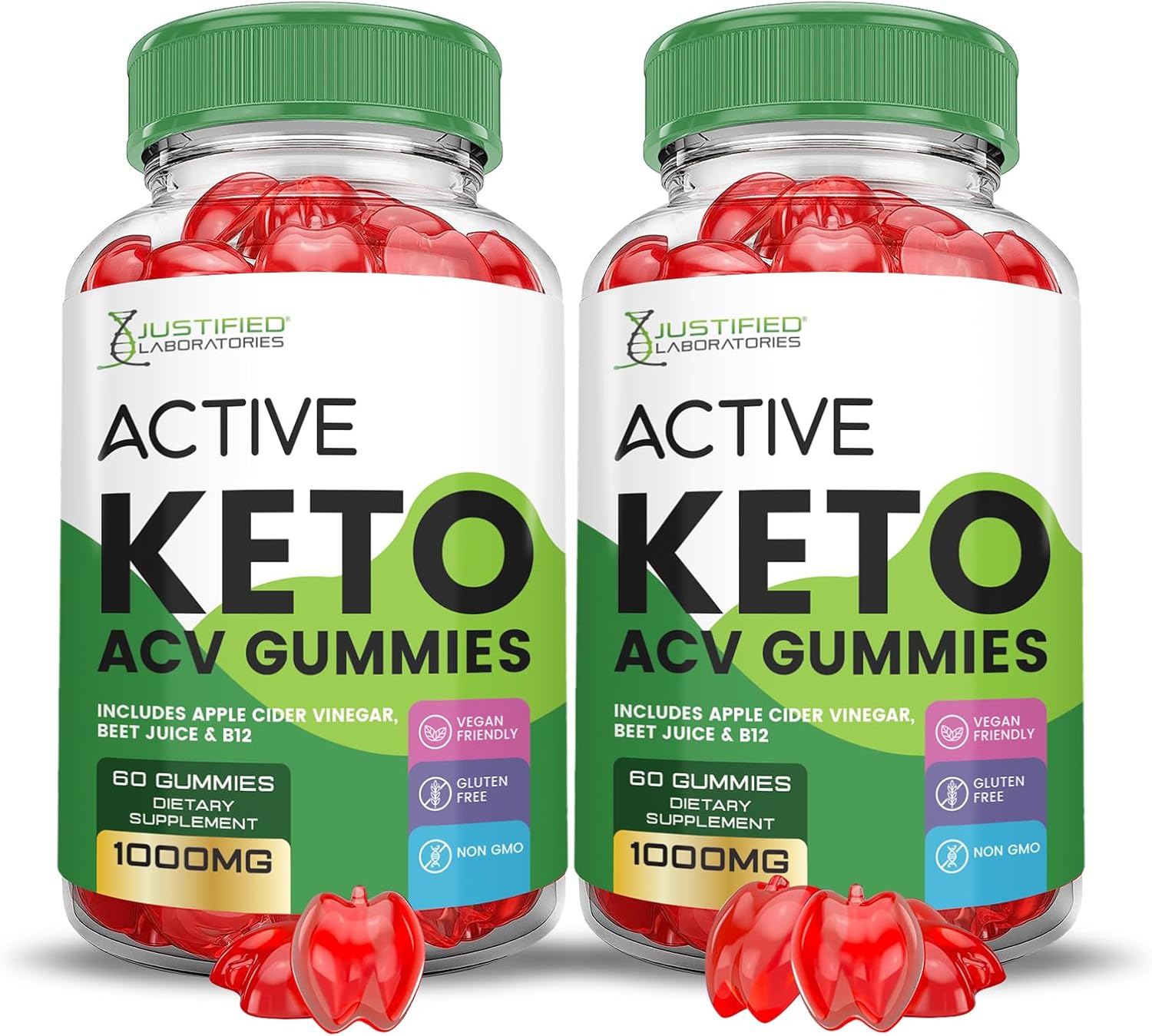 Active Keto ACV Gummies - 2 Pack, 1000MG Formula with Pomegranate & B12 - Vegan & Non-GMO - 120 Gummys
