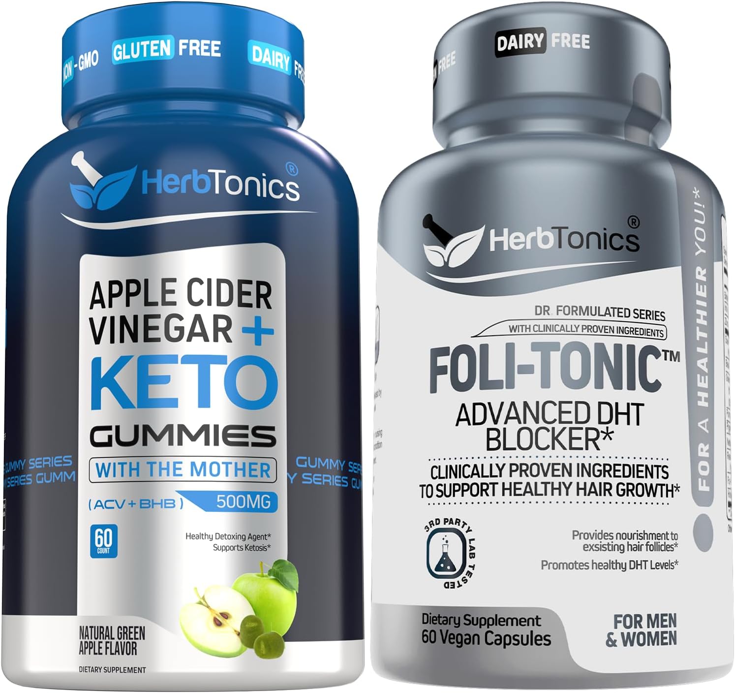 ACV Keto Gummies with The Mother, BHB & Ginseng - Hair Loss Supplement with DHT Blocker for Thinning Hair