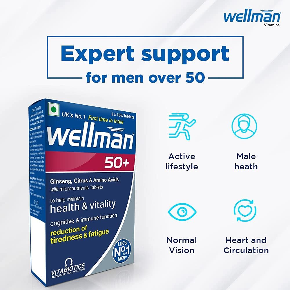 Admart Wellman 50+ Multivitamin Tablets - Comprehensive Health Supplements with 30+ Essential Nutrients