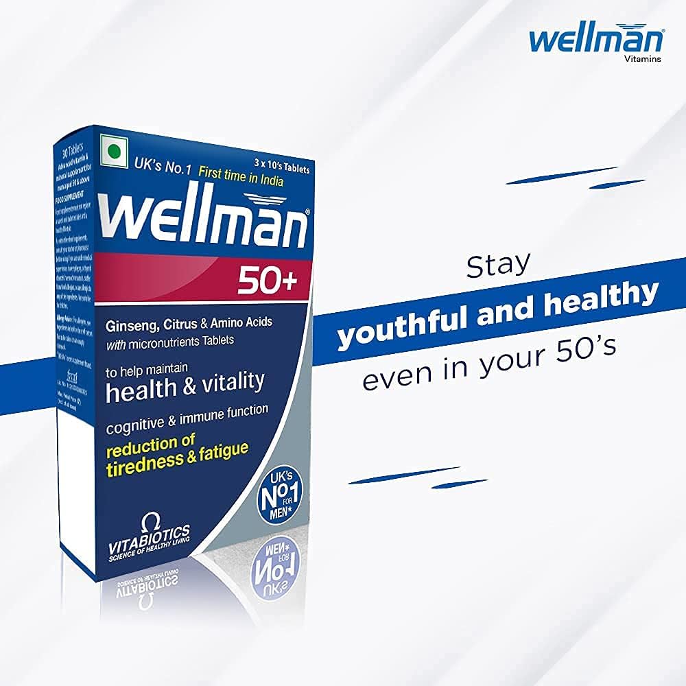 Admart Wellman 50+ Multivitamin Tablets - Comprehensive Health Supplements with 30+ Essential Nutrients