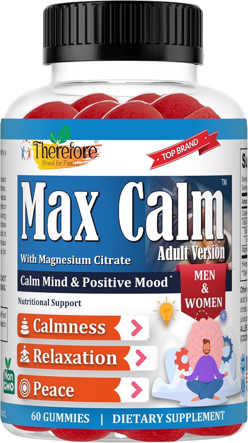 Adult Magnesium Citrate Gummies for Stress Relief, Sleep Support & Muscle Relaxation - Vegan 60 Count