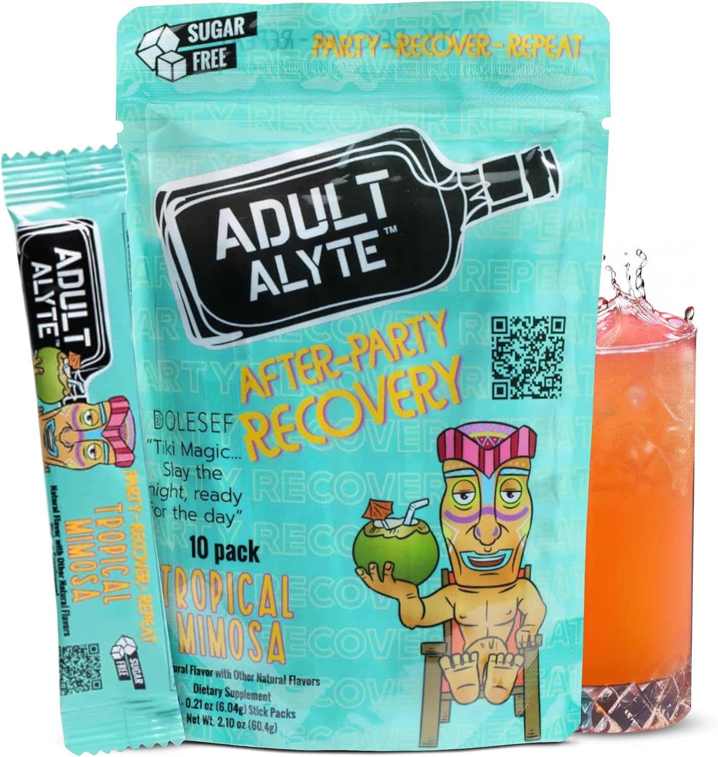 Adultalyte Hangover Relief & Liver Support Drink Mix - Dihydromyricetin, B Vitamins, Antioxidants - 10 Packets Unicorn Candy Flavor