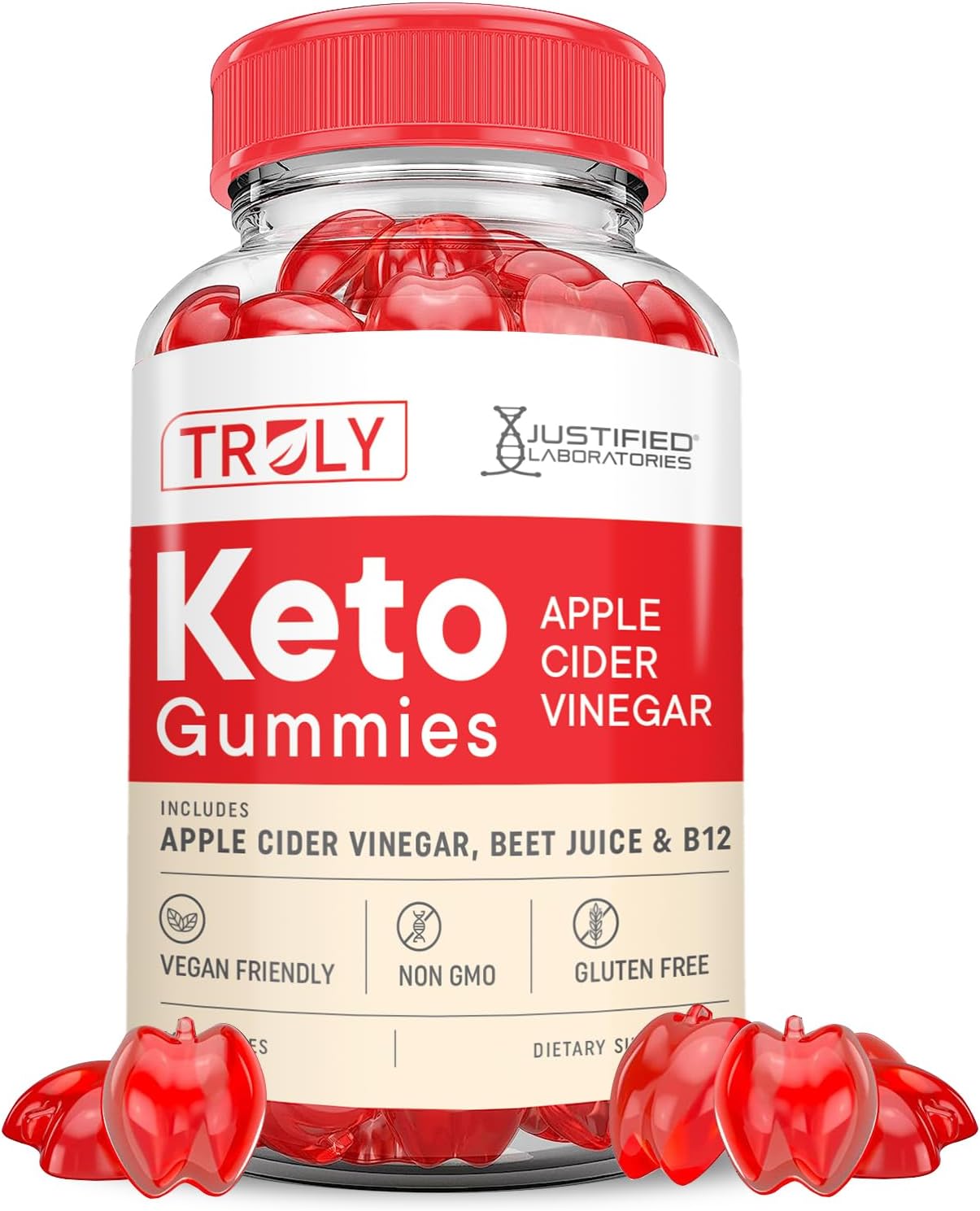 Advanced 1000MG Truly Keto ACV Gummies with Pomegranate Beet Juice Powder B12 - Vegan Non GMO
