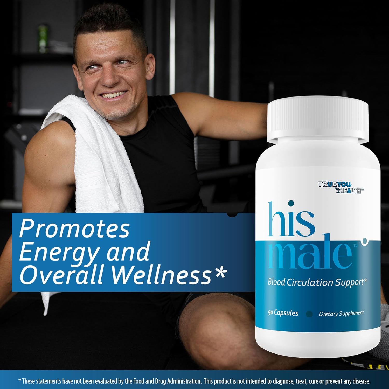 Advanced Blood Flow Supplement for Men - True You Health His Male - Improve Circulation with Best Support Supplement - Enhance Blood Flow for Men