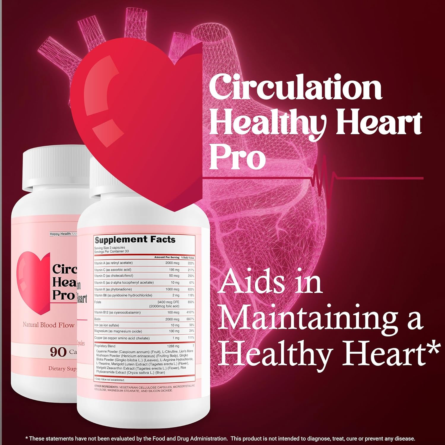 Advanced Blood Flow Support Supplement - Boost Circulation & Heart Health - Enhanced Blood Circulation Formula for Overall Wellness - Natural Blood Flow Enhancer - Effective Circulation Support Aid