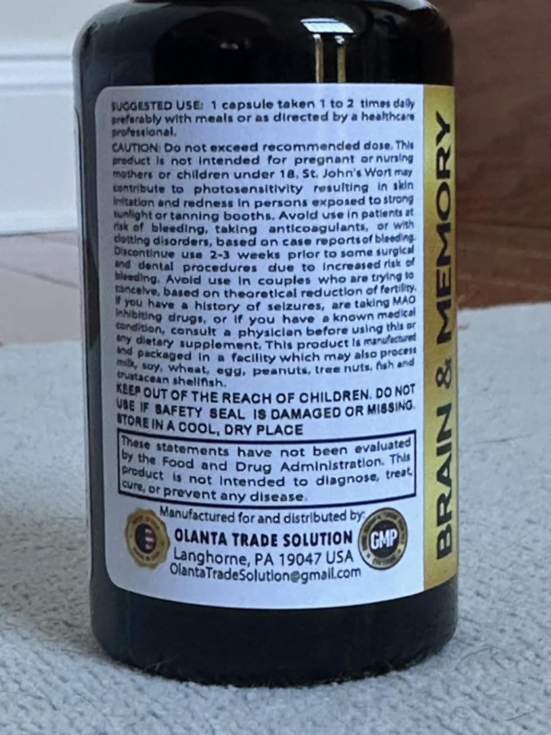 Advanced Brain Memory Supplement for Concentration & Neuro Enhancement - 60 Capsules