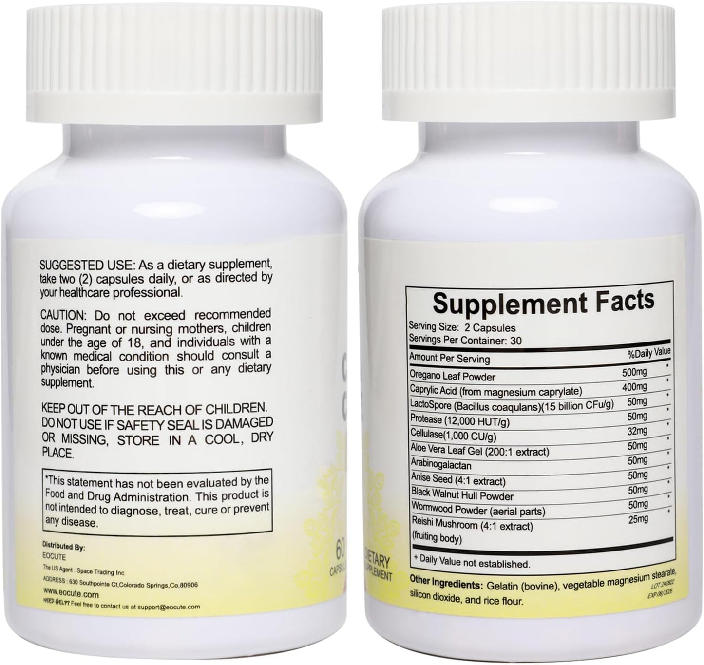 Advanced Candida Cleanse 180 Capsules - Intestinal Detox with Probiotics & Herbs - Oregano, Caprylic Acid, Black Walnut, Reishi