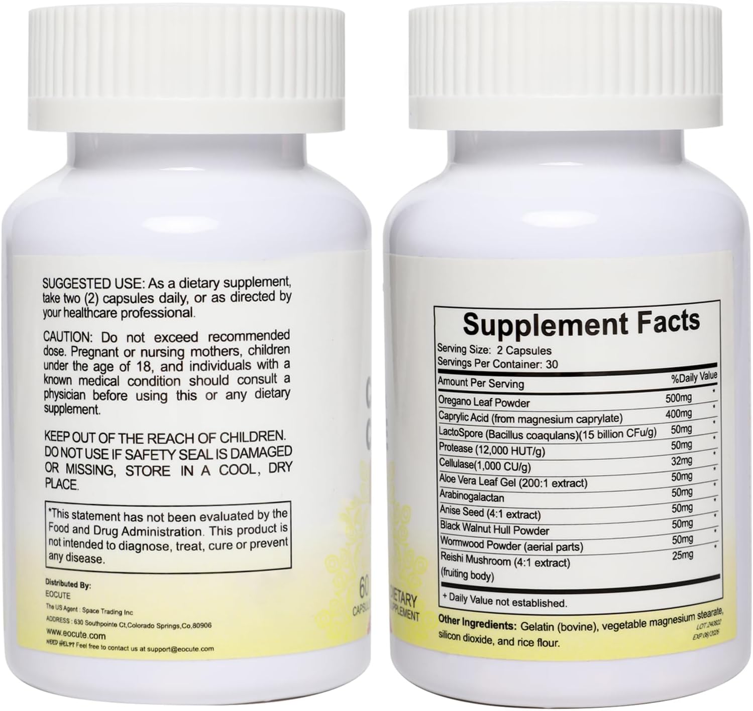 Advanced Candida Cleanse 180 Capsules - Intestinal Detox with Probiotics & Herbs - Oregano, Caprylic Acid, Black Walnut, Reishi