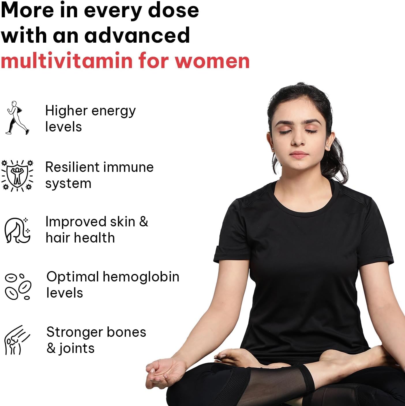 Advanced Daily Multivitamin for Active Women with Iron, Vitamin C, Collagen, Hyaluronic Acid & Biotin - 30 Tablets