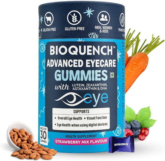 Advanced Eye Care Gummies with Blue Light and Dryness Protection - Lutein, Zeaxanthin, Astaxanthin, DHA, Vitamin A, C, E - Kids & Adults - 30 Gummies
