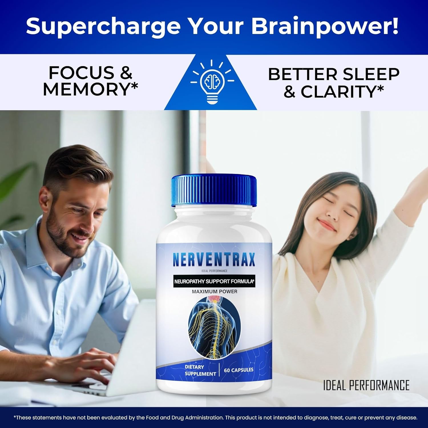Advanced Formula Nerventrax Brain Supplements for Memory, Focus, and Brain Health Support - 2 Pack