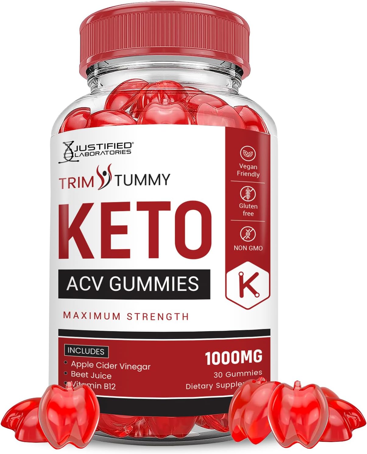 Advanced Formula Trim Tummy Keto ACV Gummies with Pomegranate Beet Juice - 1000MG Vegan Non GMO