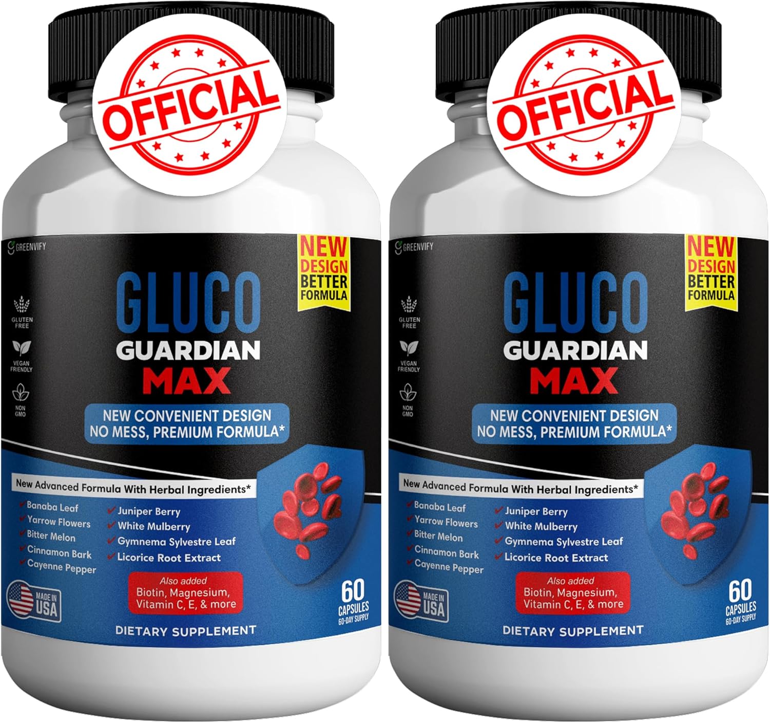 Advanced Gluco Guardian Max Capsules with Magnesium, Vitamin C, Zinc, and Banaba Leaf - Non-GMO, Gluten-Free - 120 Capsules
