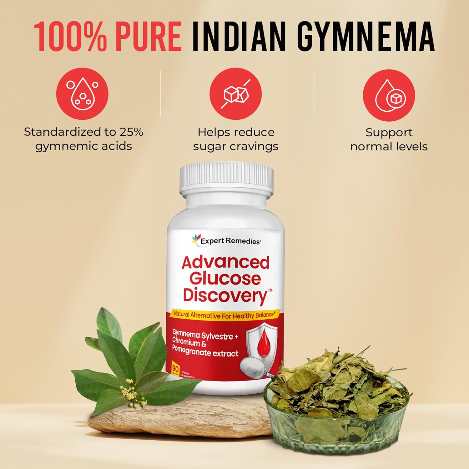 Advanced Glucose Support Supplement with Gymnema Sylvestre & Pomegranate - Non-GMO, Vegan Capsules for Metabolism Wellness