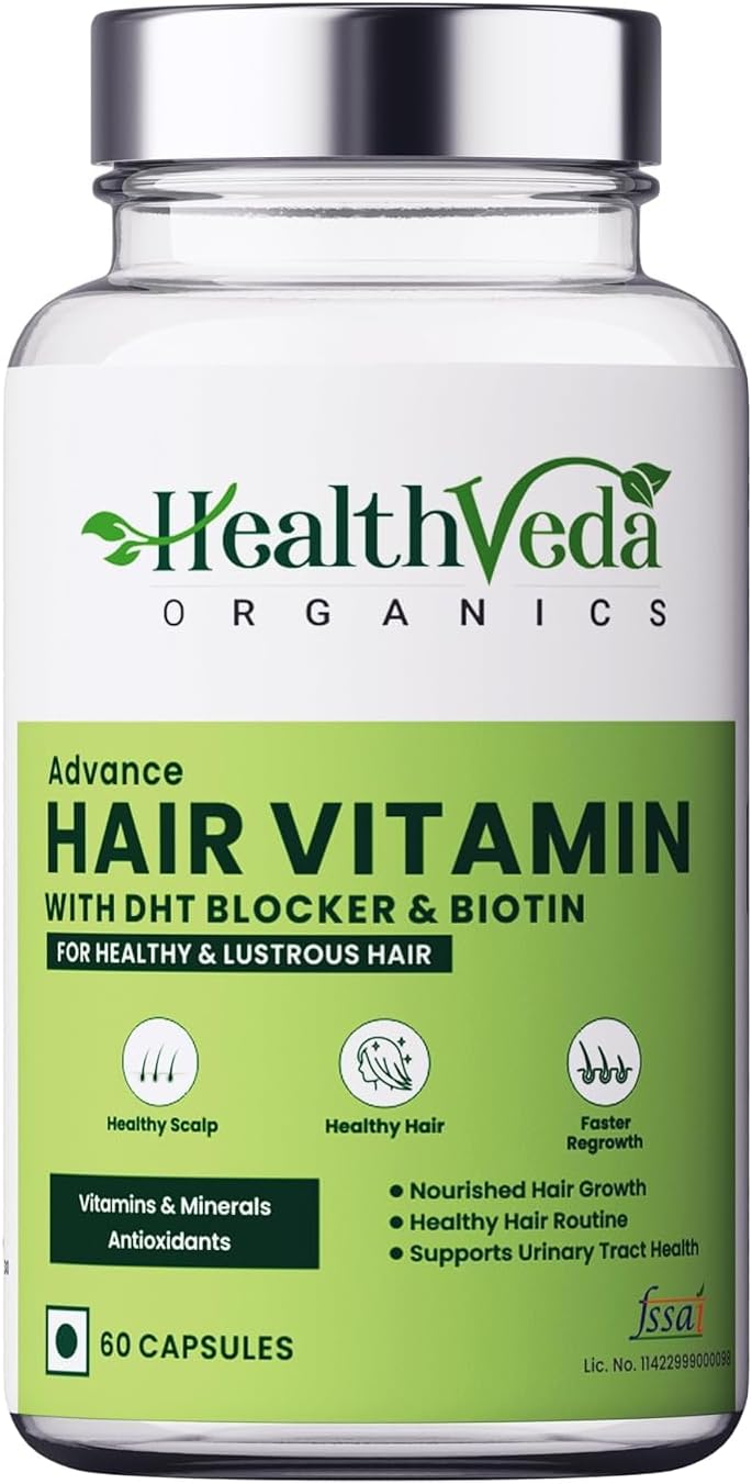 Advanced Hair Growth Supplement with DHT Blocker, Biotin, and Hair Follicle Stimulation - 60 Veg Capsules for Men and Women