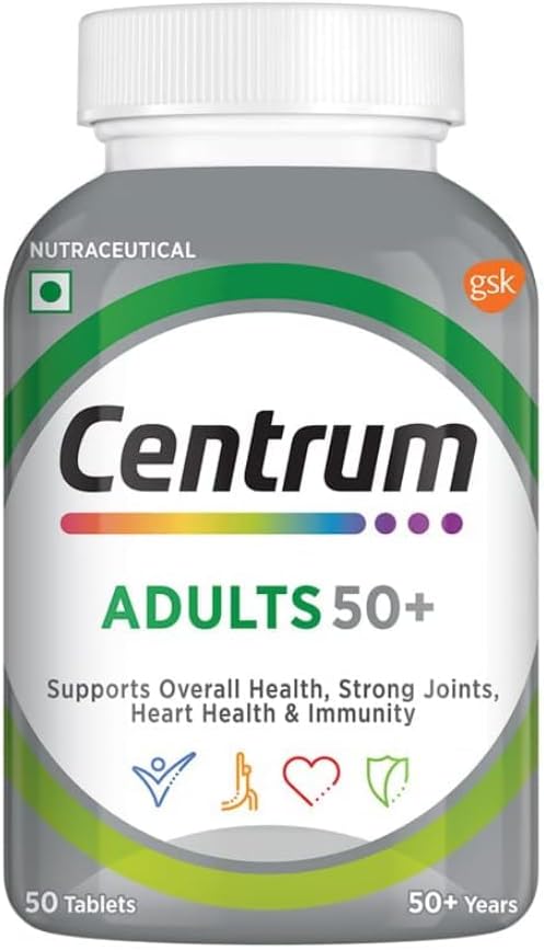 Advanced Multivitamin for Adults 50+: Calcium, Vitamin D3 & 21 Nutrients for Strong Joints & Heart Health (Veg) 50 Tablets