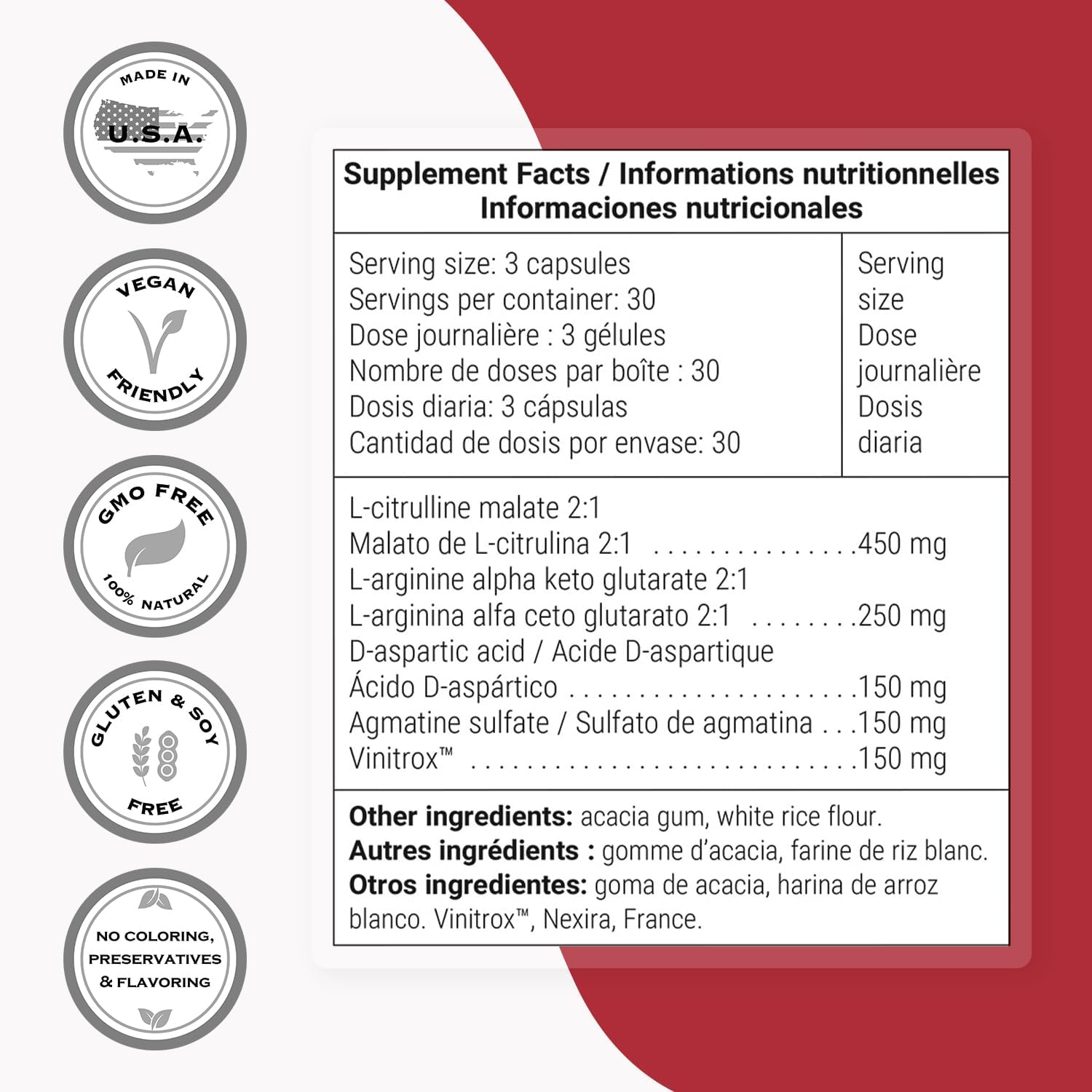 Advanced Nitric Oxide Formula with L-Citrulline Malate and L-Arginine AAKG - Non-GMO Supplement for Men & Women - 90 Vegetarian Capsules